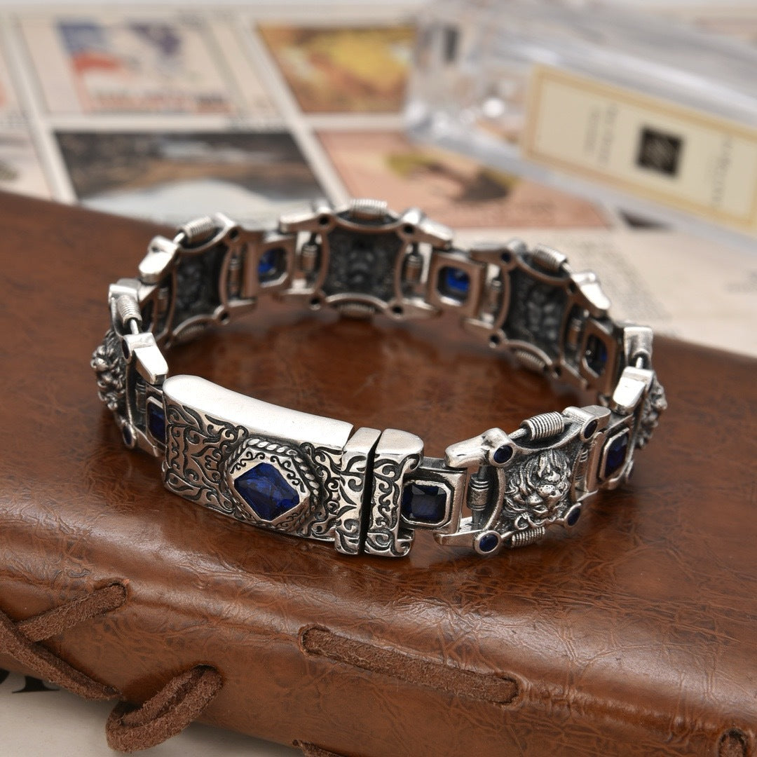 Lion’s Dominion Bracelet – 925 Sterling Silver Royal Zircon Edition