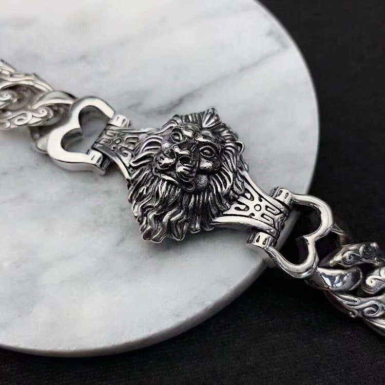 925 Silver Lion Bracelet for Men – Handcrafted Power Jewelry | T&P Dark Line