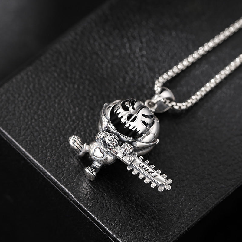 S925 Silver Chainsaw Clown Pendant – Dark Heritage Edition | T&P Men’s Collection