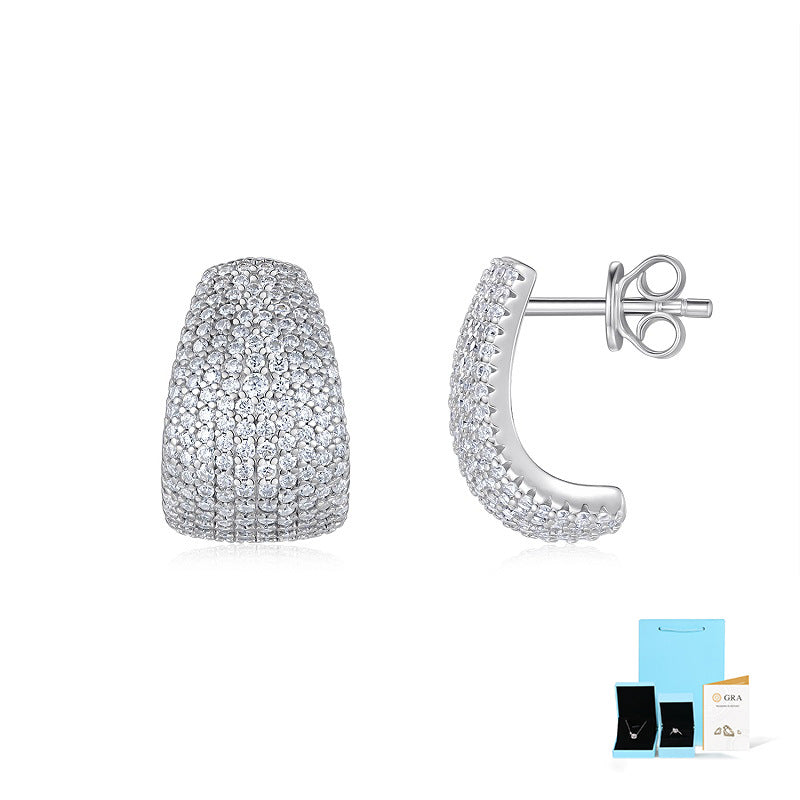 Luxury S925 Sterling Silver Pave Hoop Earrings – Sparkling Elegant Women’s Jewelry
