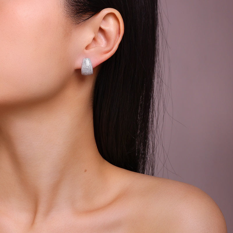 Luxury S925 Sterling Silver Pave Hoop Earrings – Sparkling Elegant Women’s Jewelry