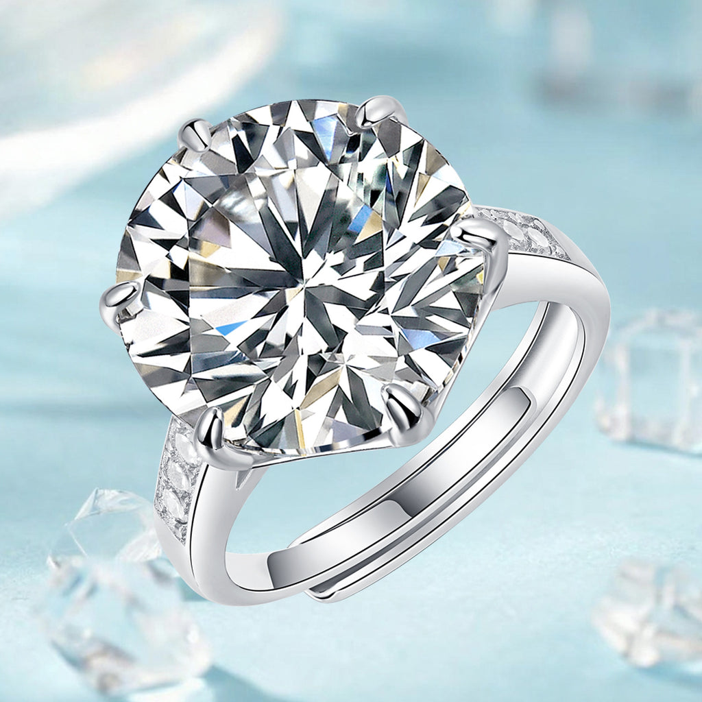 Luxury Moissanite Adjustable Ring – Solitaire Statement Design