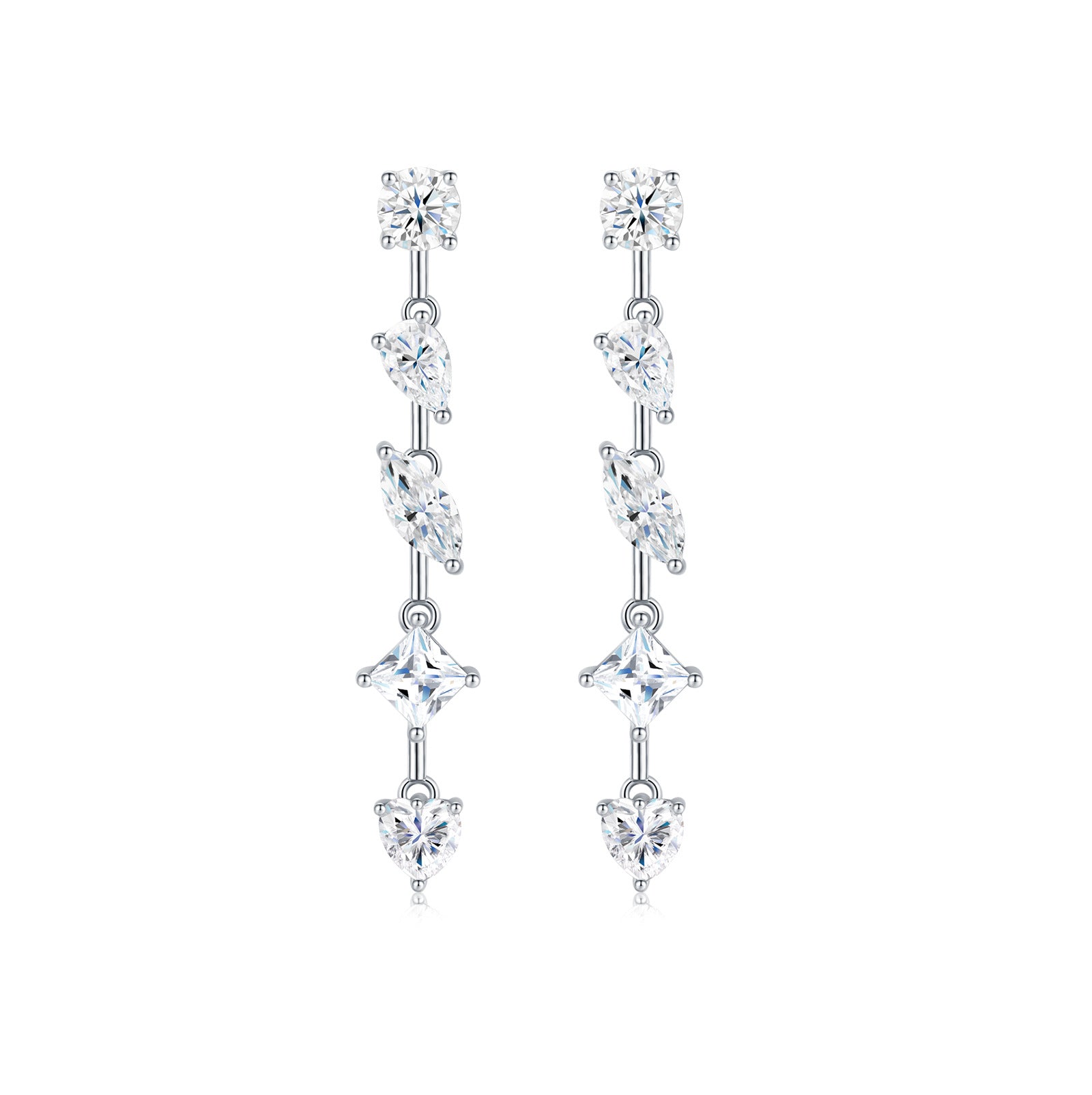 Moissanite Long Drop Earrings – 925 Sterling Silver Luxury Women’s Jewelry