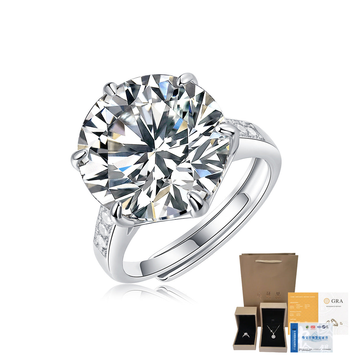 Luxury Moissanite Adjustable Ring – Solitaire Statement Design