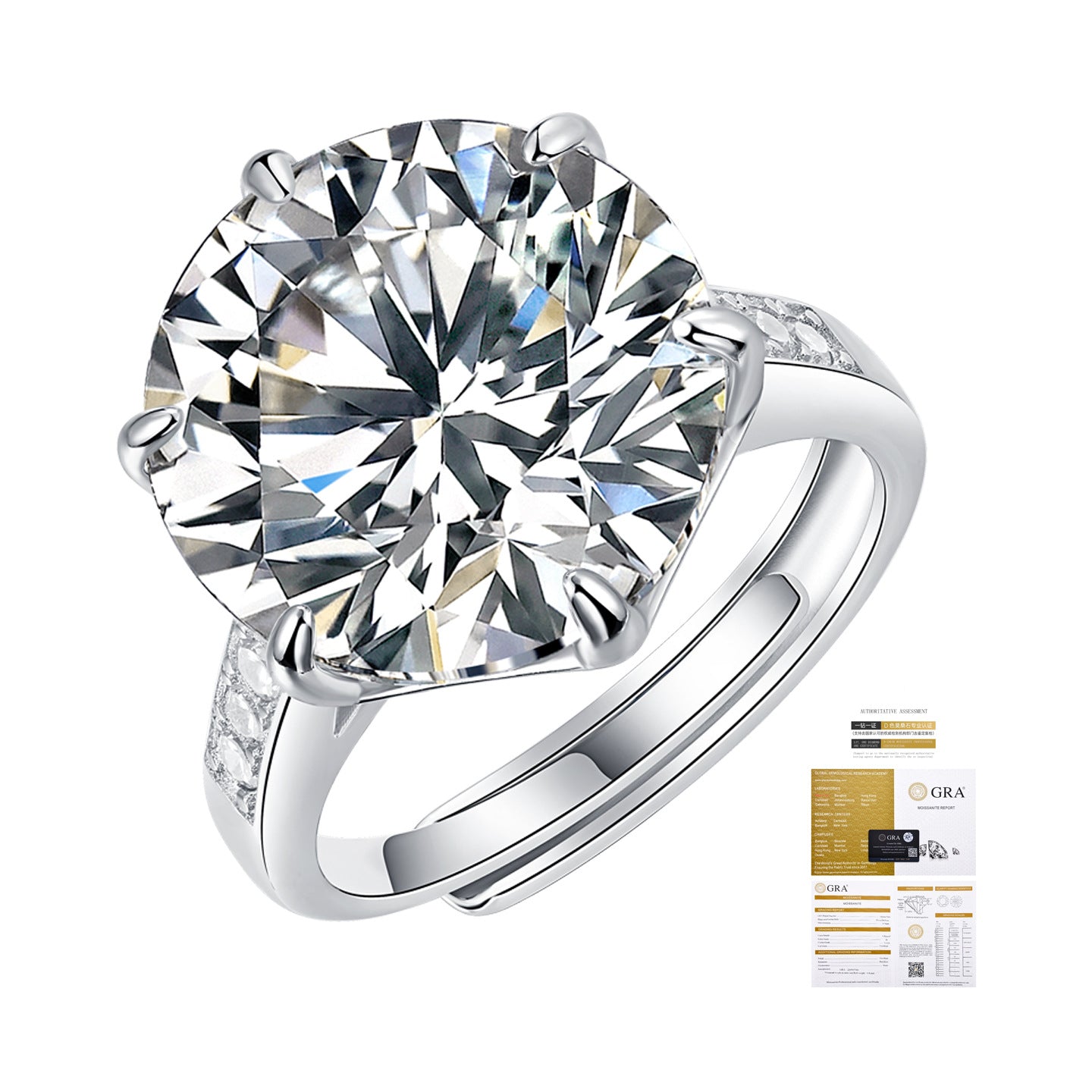 Luxury Moissanite Adjustable Ring – Solitaire Statement Design
