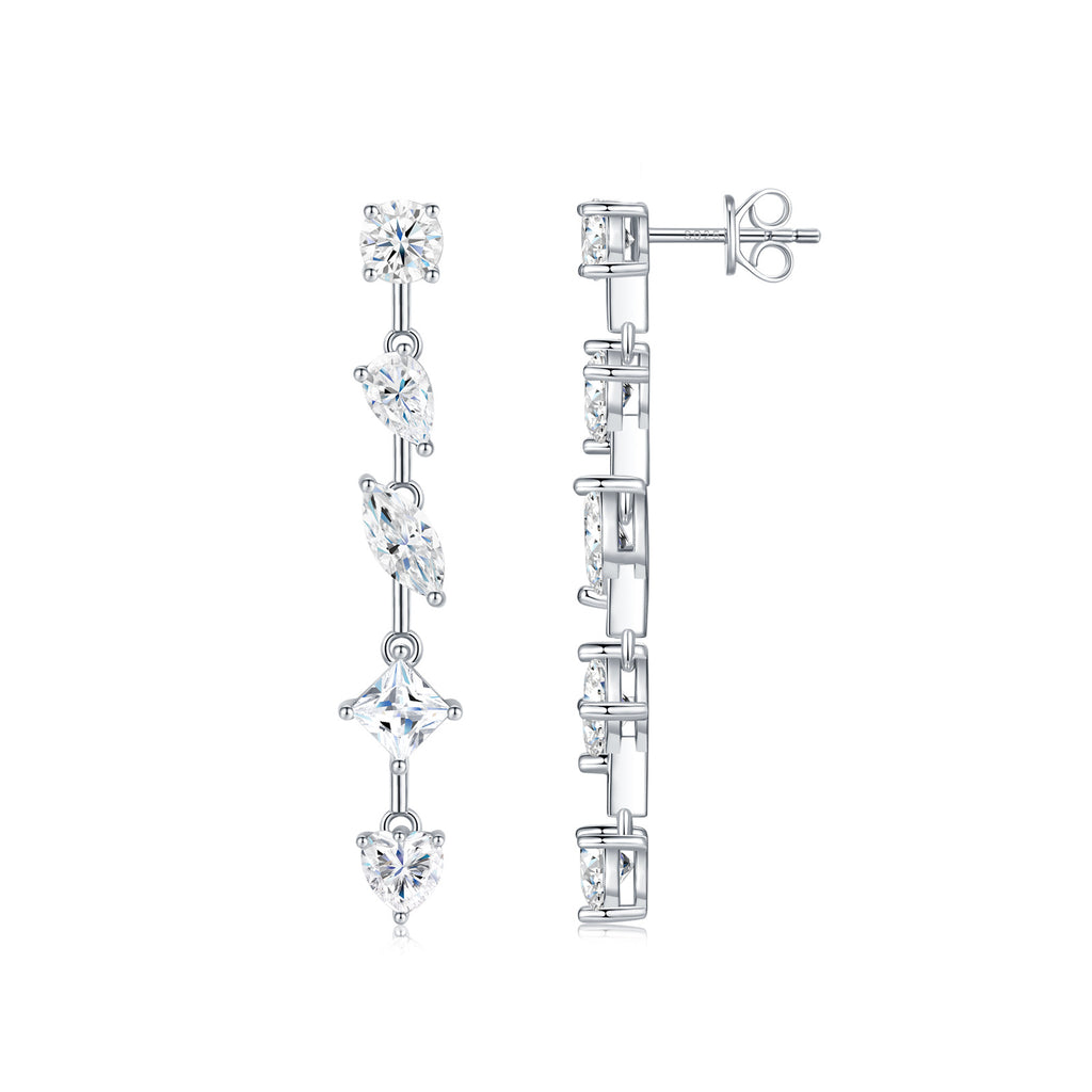 Moissanite Long Drop Earrings – 925 Sterling Silver Luxury Women’s Jewelry