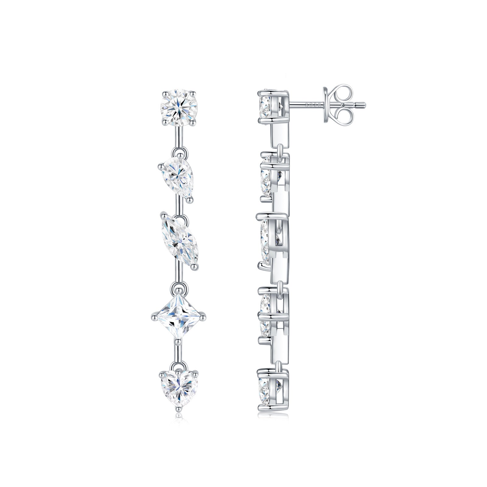 Moissanite Long Drop Earrings – 925 Sterling Silver Luxury Women’s Jewelry
