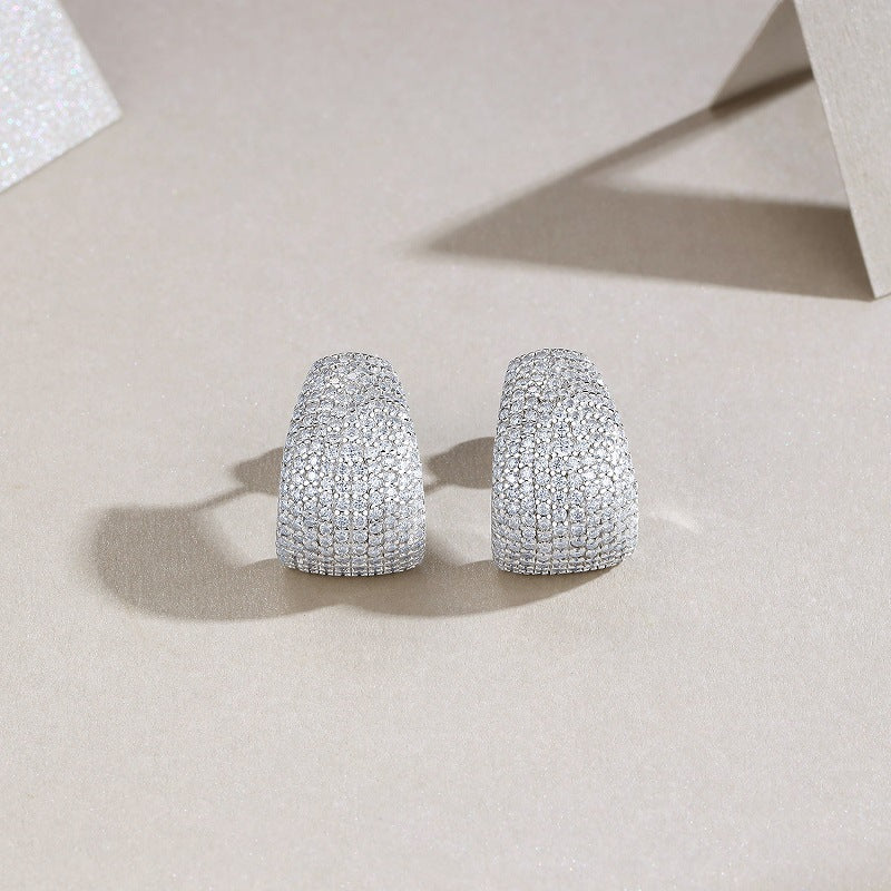 Luxury S925 Sterling Silver Pave Hoop Earrings – Sparkling Elegant Women’s Jewelry