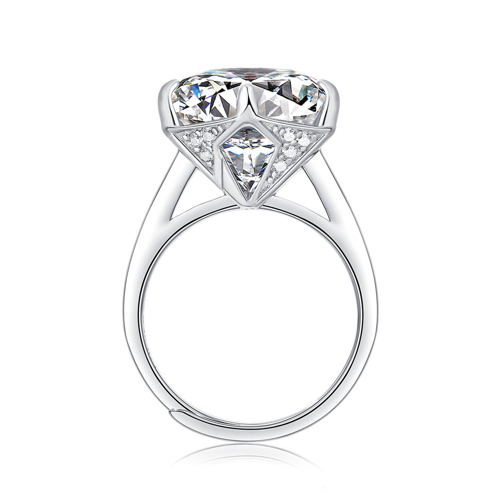 Luxury Moissanite Adjustable Ring – Solitaire Statement Design