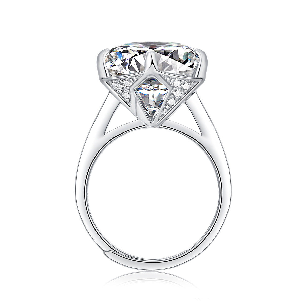 Luxury Moissanite Adjustable Ring – Solitaire Statement Design