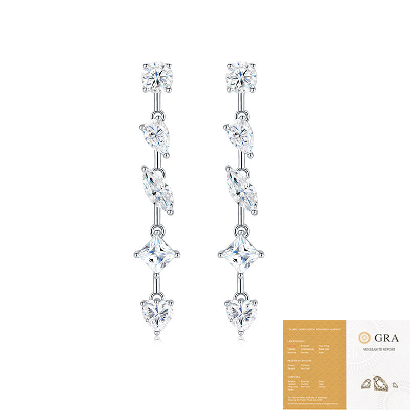 Moissanite Long Drop Earrings – 925 Sterling Silver Luxury Women’s Jewelry