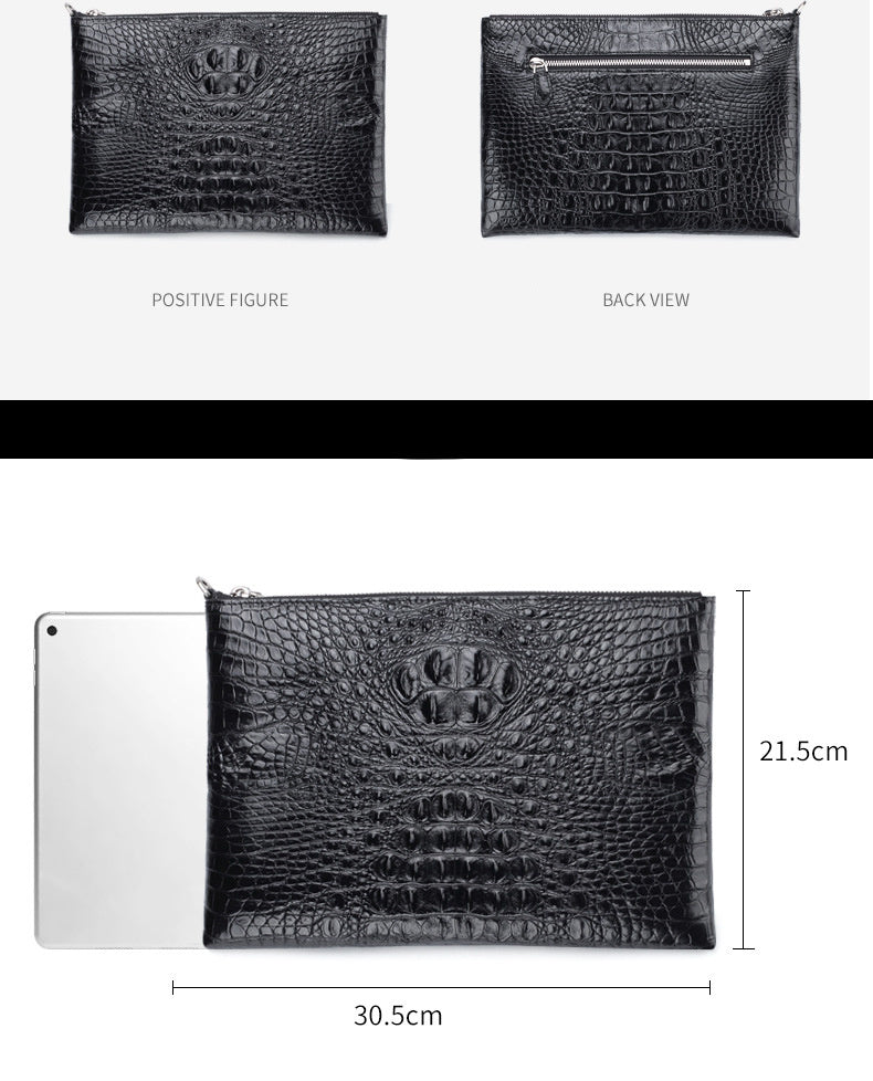 Luxury Men’s Business Clutch Wallet – Crocodile Pattern Zipper Organizer
