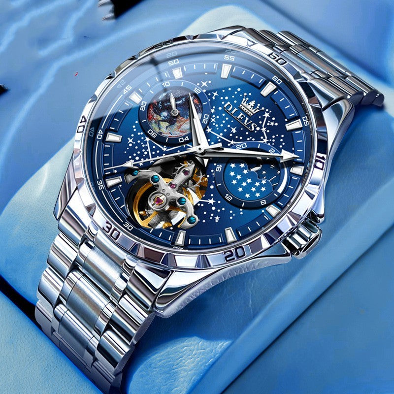 Luxury Starry Sky Skeleton Watch – Automatic Mechanical Waterproof Timepiece