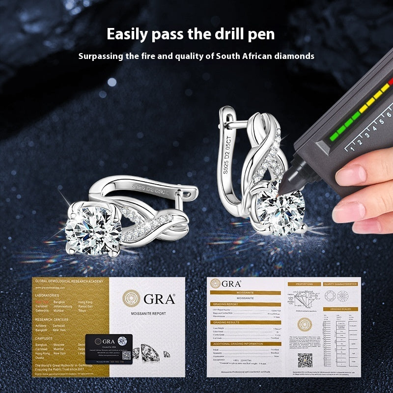 Moissanite Infinity Twist Earrings – 925 Sterling Silver Luxury Jewelry