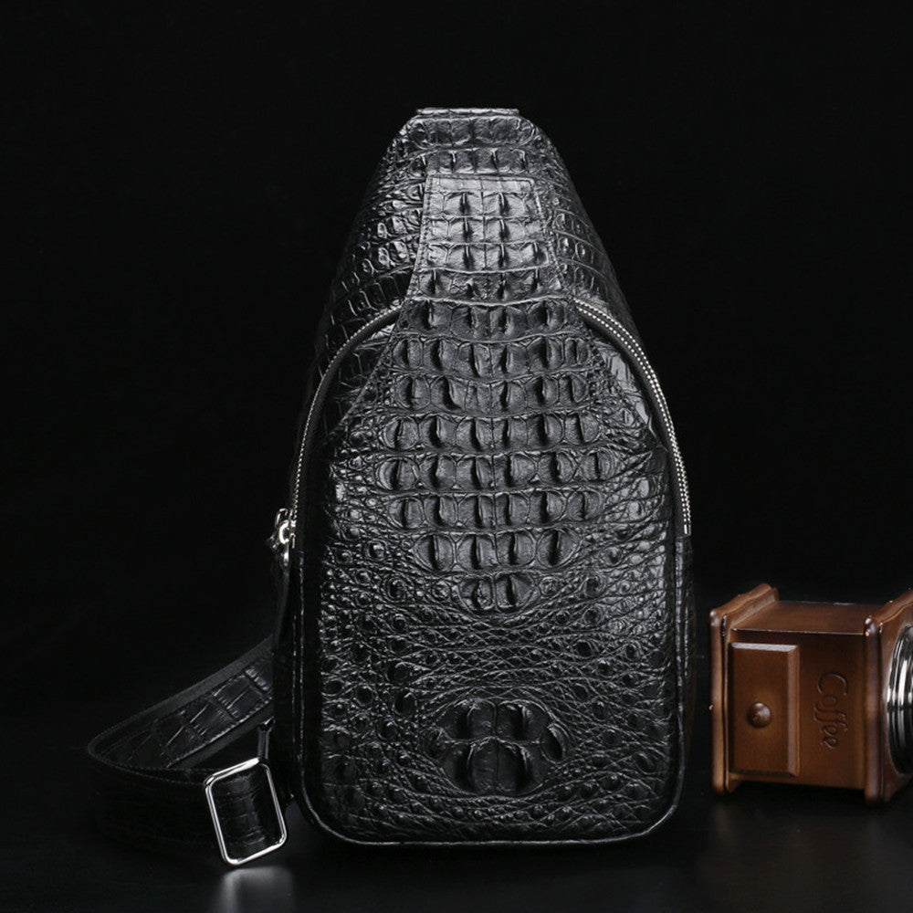 Luxury Crocodile Pattern Leather Crossbody Bag – Premium Chest Shoulder Bag for Men