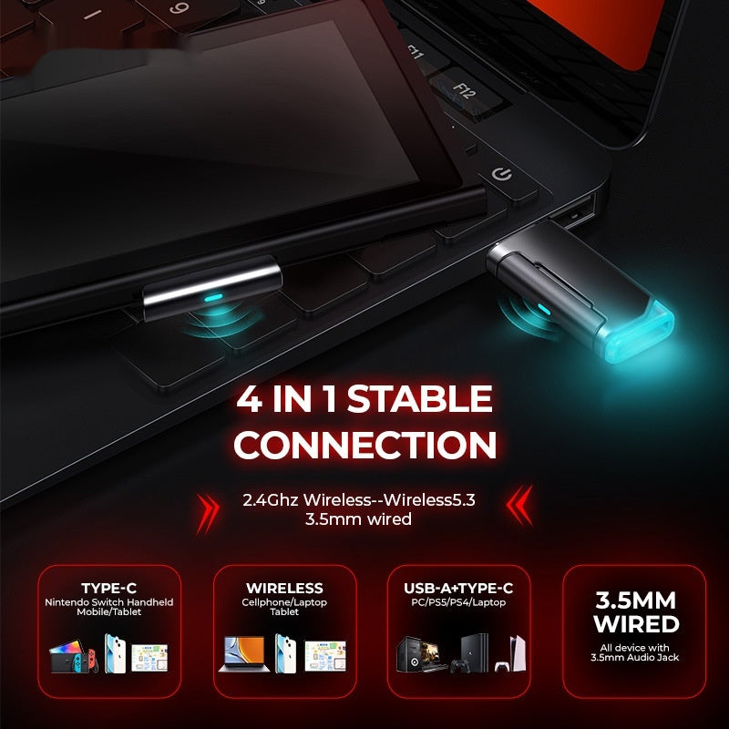 Gaming Wireless Bluetooth Headset – Ultra Low Latency 5ms