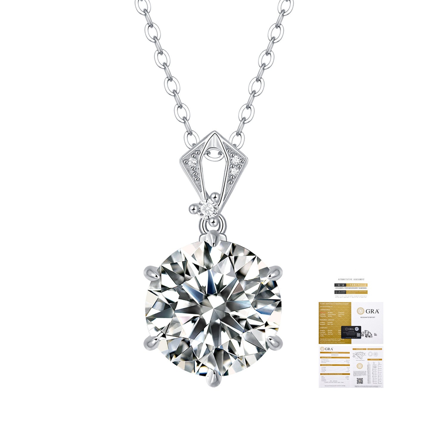 Moissanite Solitaire Pendant Necklace – 18K Plated 925 Silver Luxury Jewelry