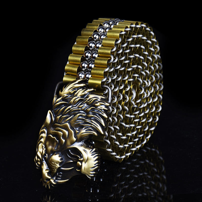 Men’s Stainless Steel Self-Defense Belt – Dragon Buckle Edition