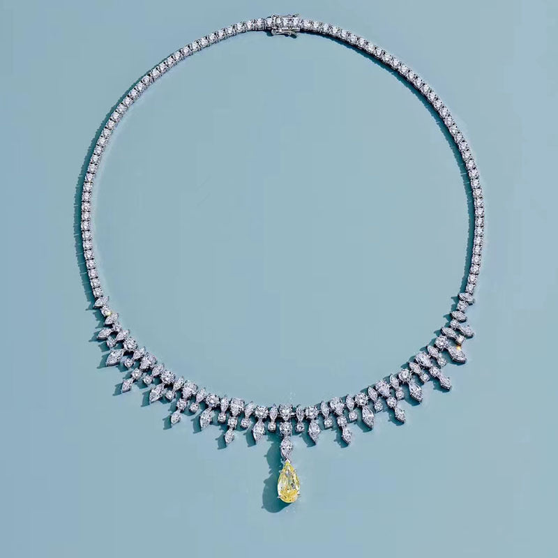 Luxury Sterling Silver Diamond Necklace – Women’s Elegant Statement Jewelry