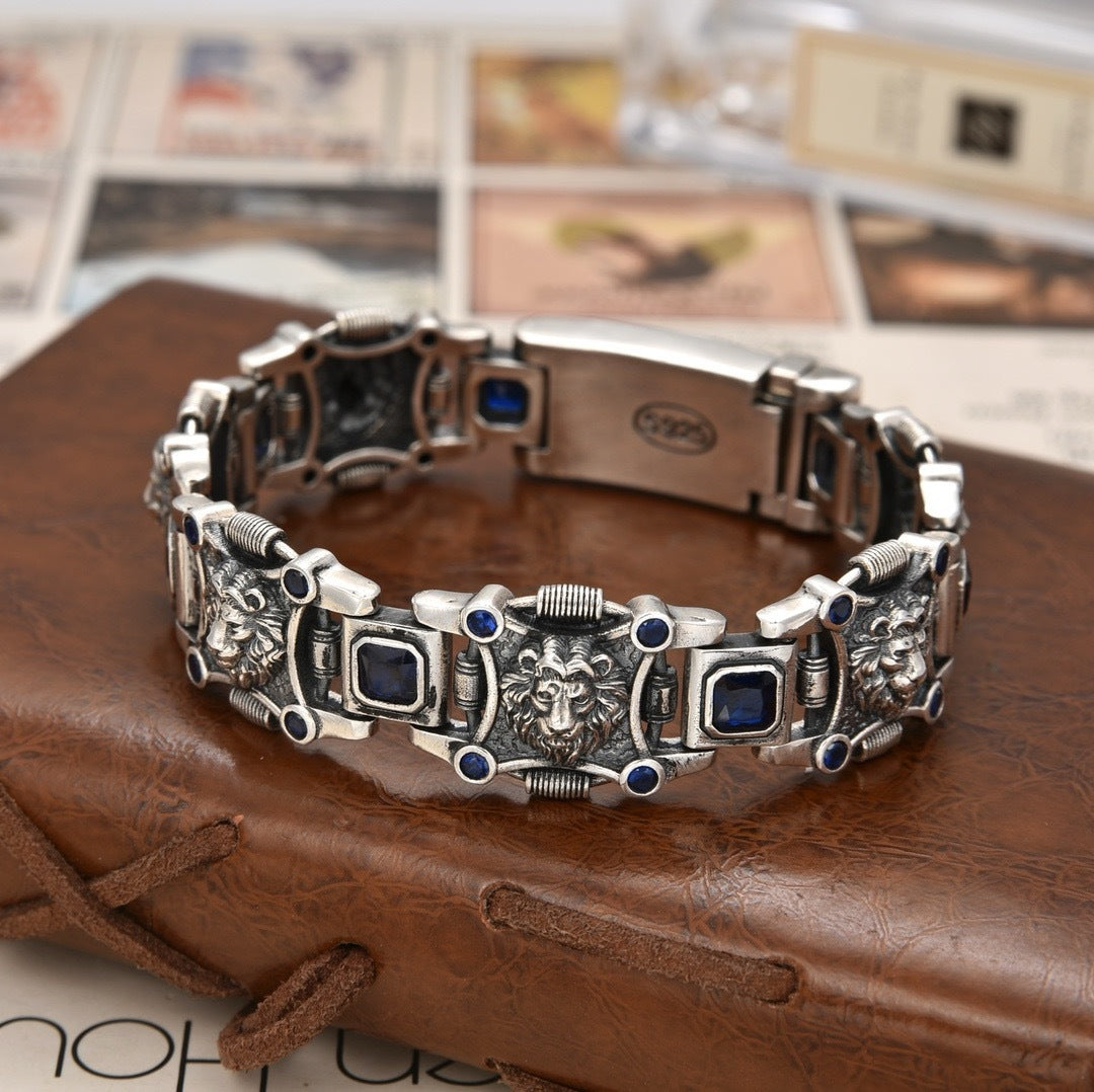 Lion’s Dominion Bracelet – 925 Sterling Silver Royal Zircon Edition