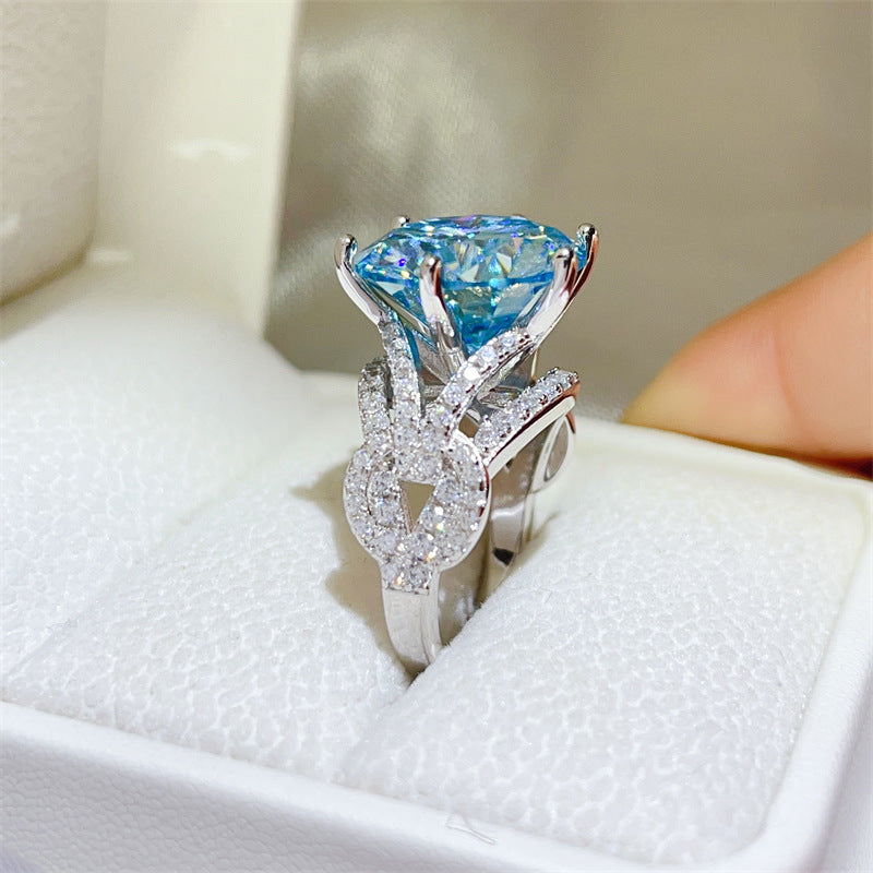 Luxury 10 Carat Blue Moissanite Engagement Ring – Elegant Statement Jewelry