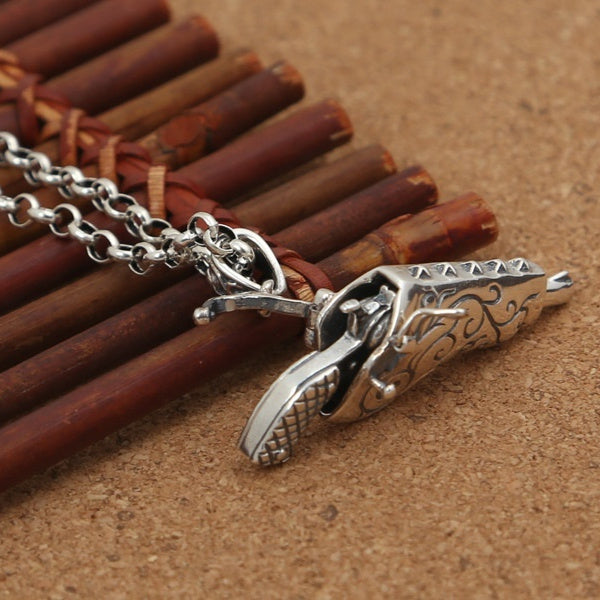 Silver Revolver Pendant – 925 Silver Punk Men’s Necklace | T&P Men’s Collection