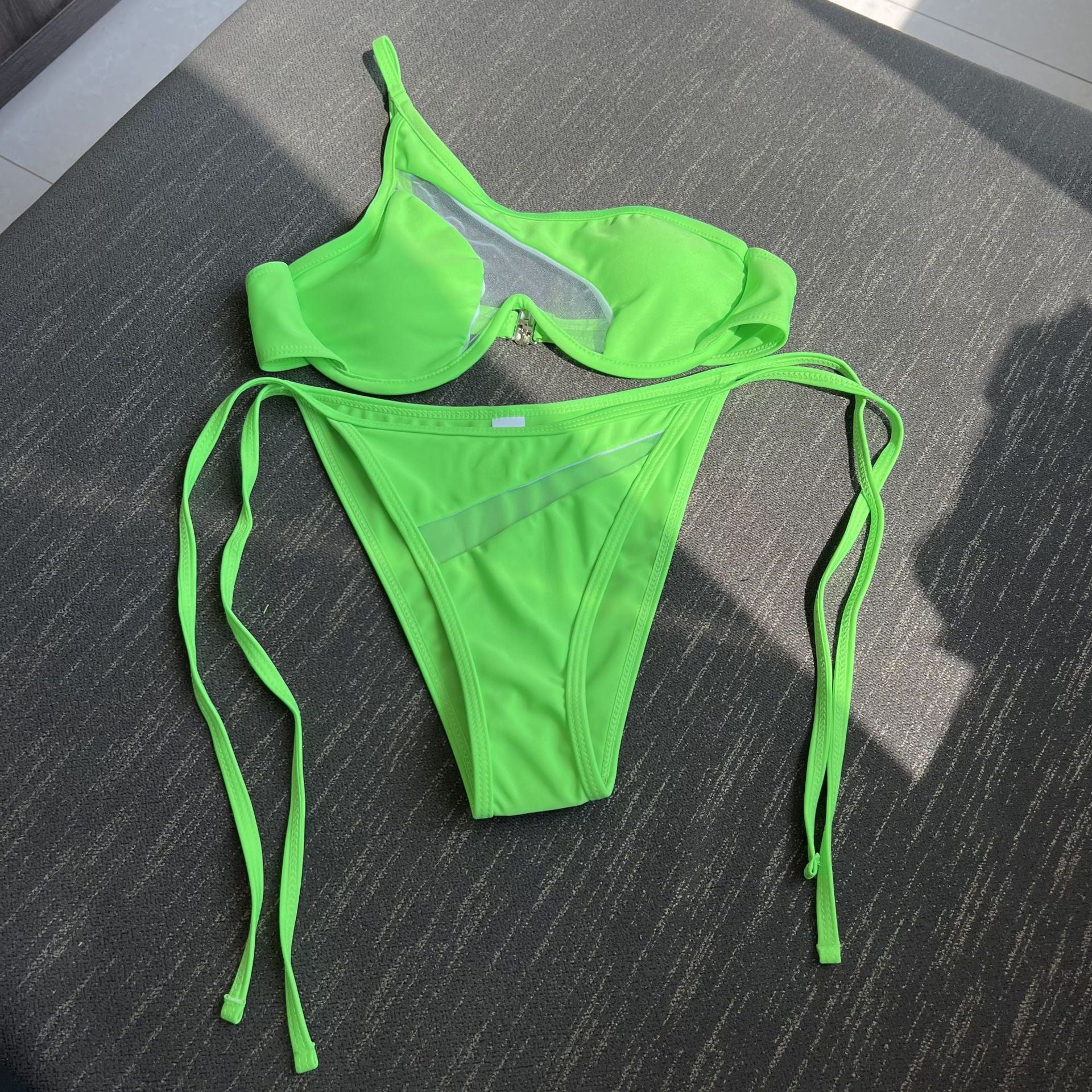 T&P NeonSculpt Asymmetric Bikini – Cutout One-Shoulder Neon Swim Set
