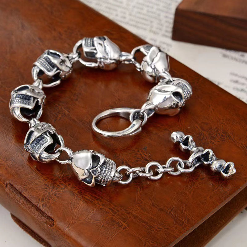 Dark Titan Bracelet – 12mm 925 Sterling Silver Skull Chain