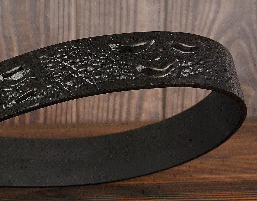 Luxury Crocodile Pattern Leather Belt – Classic Men’s Collection