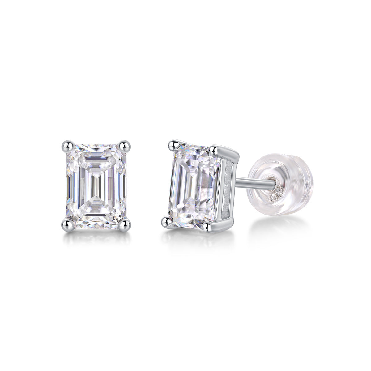 Luxury Emerald Cut Moissanite Stud Earrings – Classic Women’s Jewelry Gift