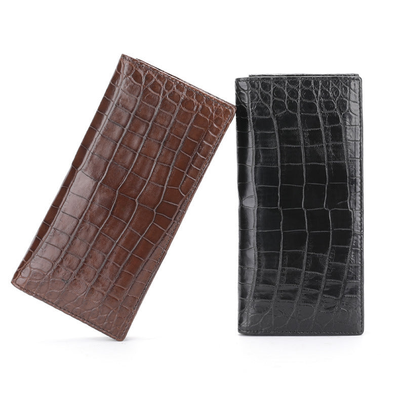 Luxury Business Leather Wallet for Men – Crocodile Pattern | Slim Long Design