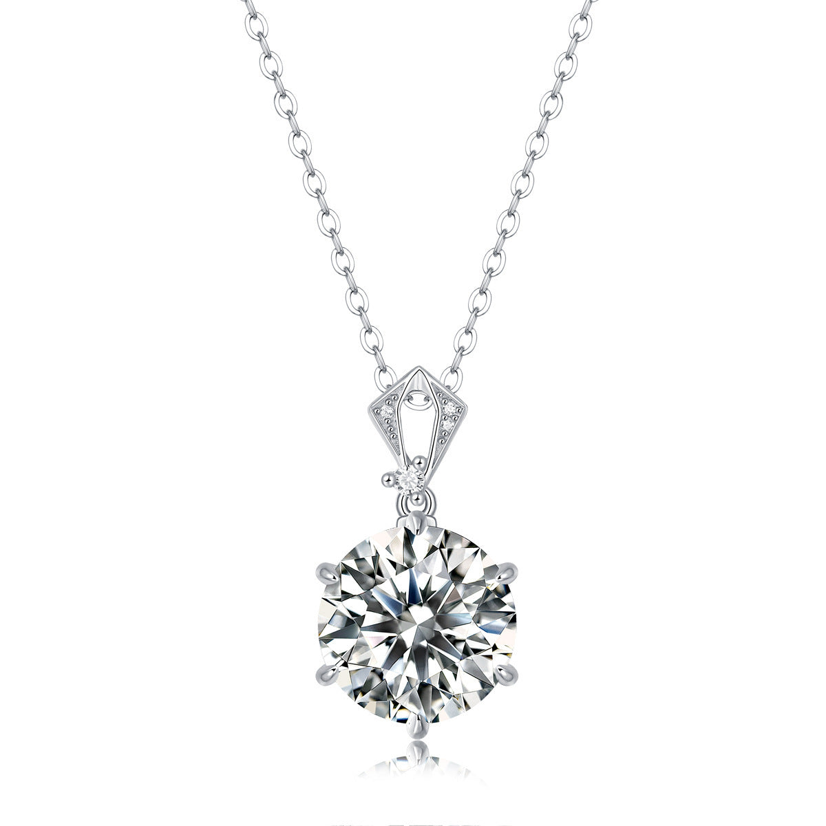 Moissanite Solitaire Pendant Necklace – 18K Plated 925 Silver Luxury Jewelry
