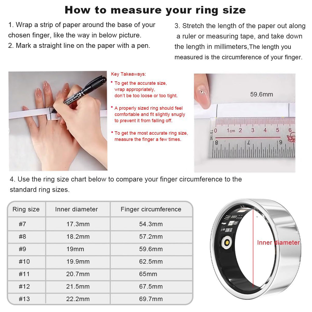 Health Smart Ring 2025 – Fitness & Sleep Tracker | No Subscription | T&P Luxury Tech