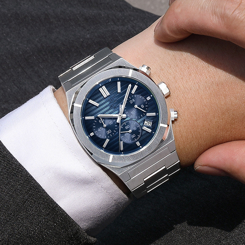 Luxury Multifunctional Chronograph Men’s Watch – Stainless Steel Design