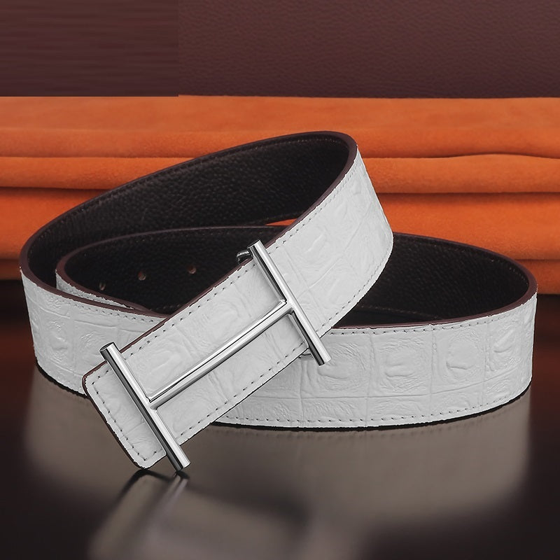 Fashion Pure Copper Buckle Leather Belt – Luxury Men’s Collection