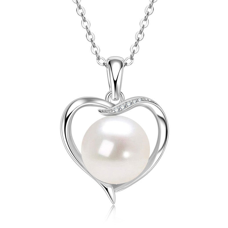 Natural Pearl Heart Necklace – 925 Silver & Gold-Plated Elegant Pendant