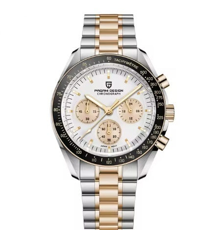 Luxury Multi-Function Black & Silver Men’s Watch – Waterproof Quartz Calendar Timepiece