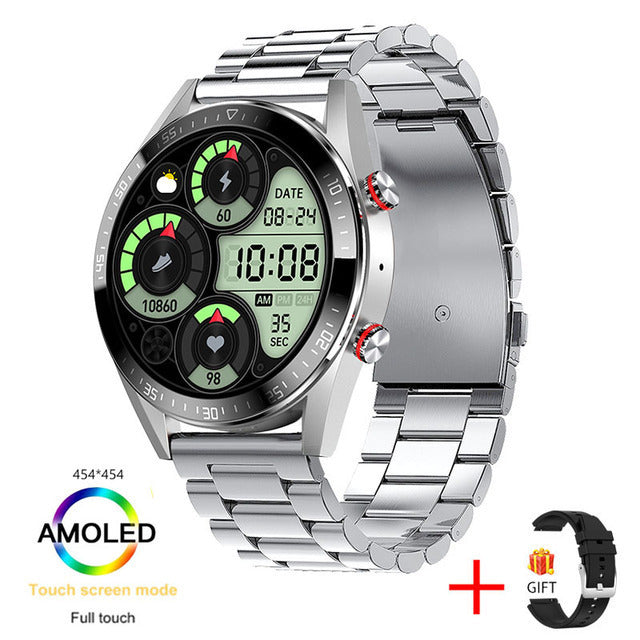Luxury Stainless Steel Smartwatch – Bluetooth Call, Music, Fitness & Health Tracking