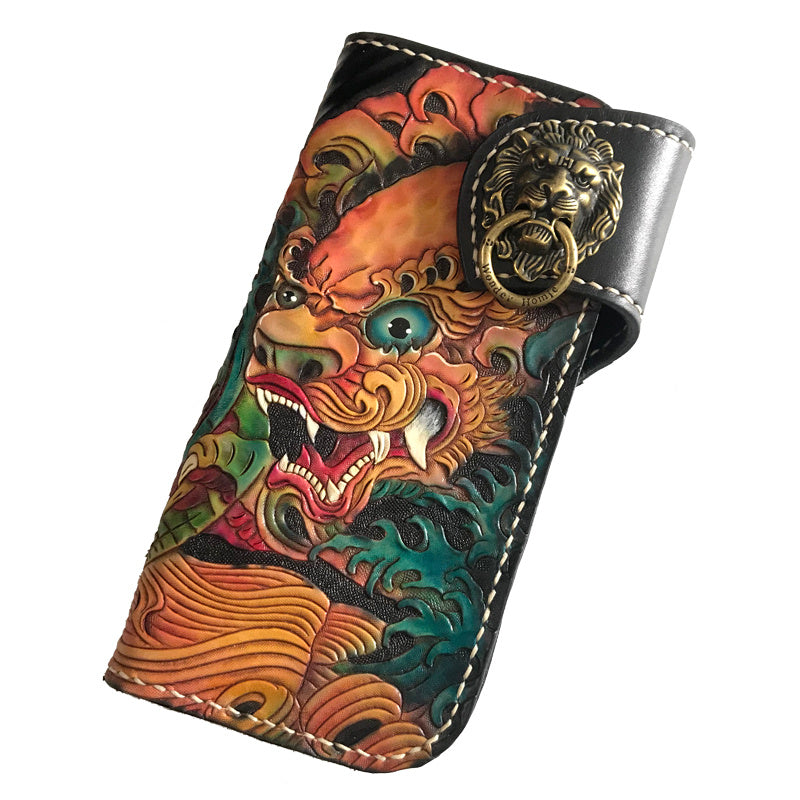 Luxury Handmade Dragon Leather Wallet – Unique Artistic Treasure