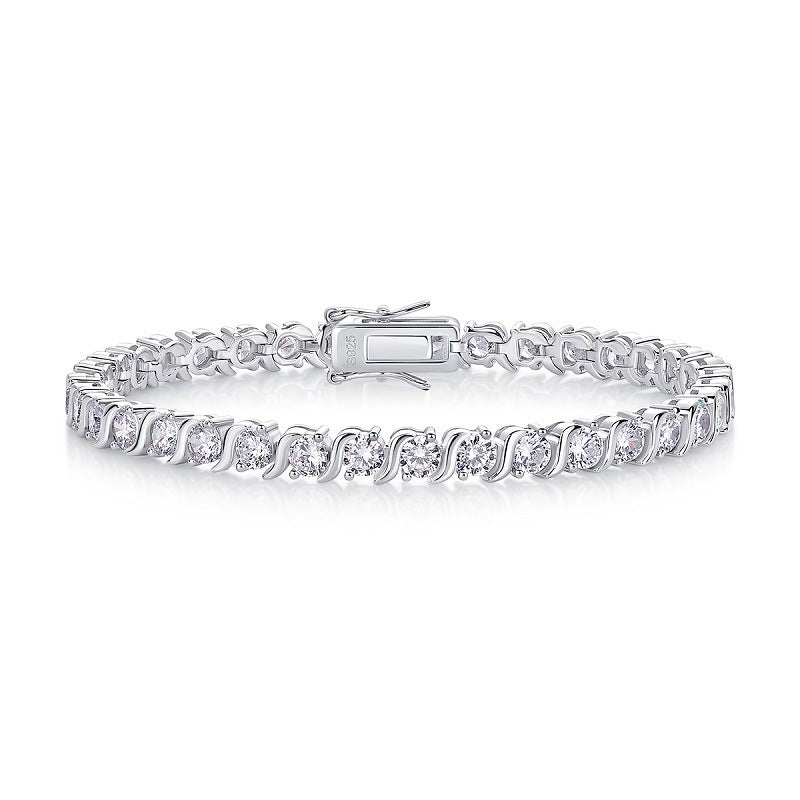 Elegant S925 Sterling Silver Tennis Bracelet – Luxury Women’s Jewelry with Certificate