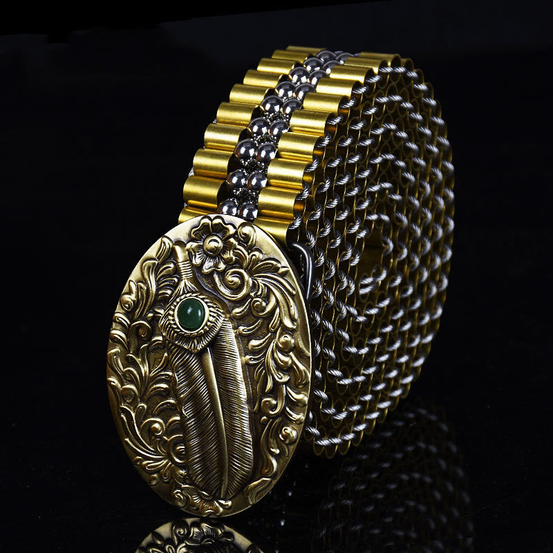 Men’s Stainless Steel Self-Defense Belt – Dragon Buckle Edition