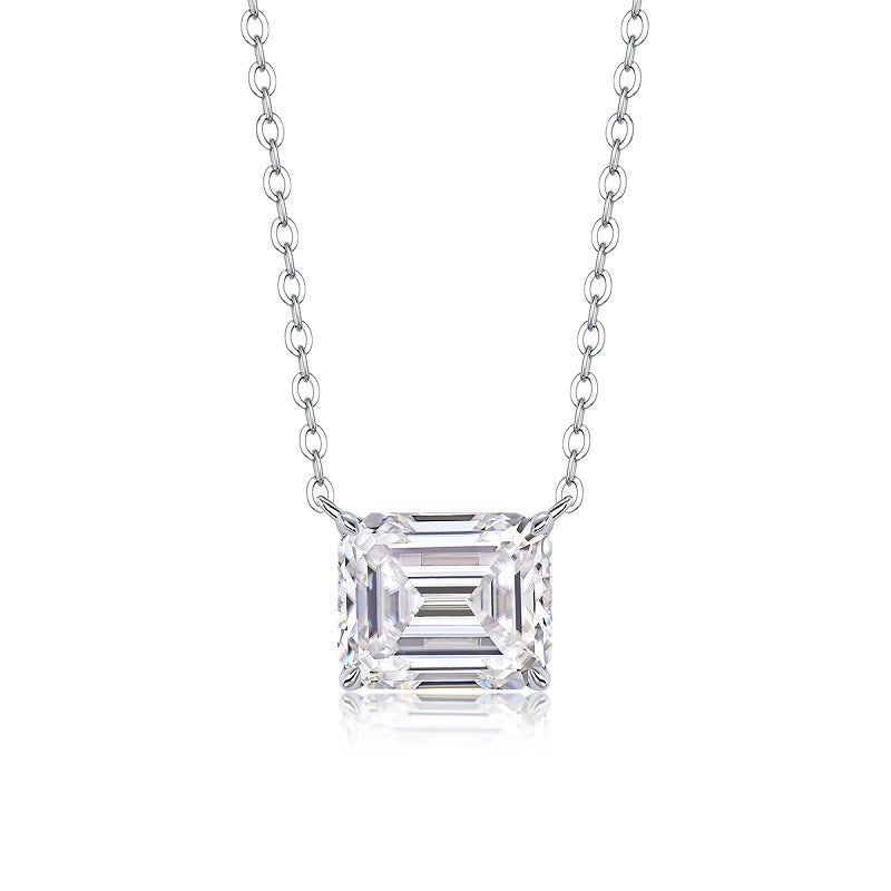 Mirage in the Mirror – Elegant Moissanite & Sterling Silver Pendant Necklace