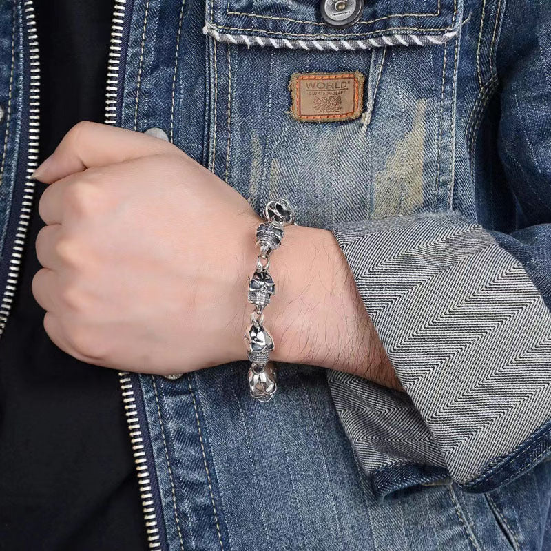 Dark Titan Bracelet – 12mm 925 Sterling Silver Skull Chain
