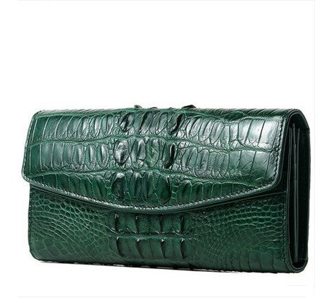 Luxury Women’s Crocodile Pattern Clutch – Tri-Fold Leather Wallet