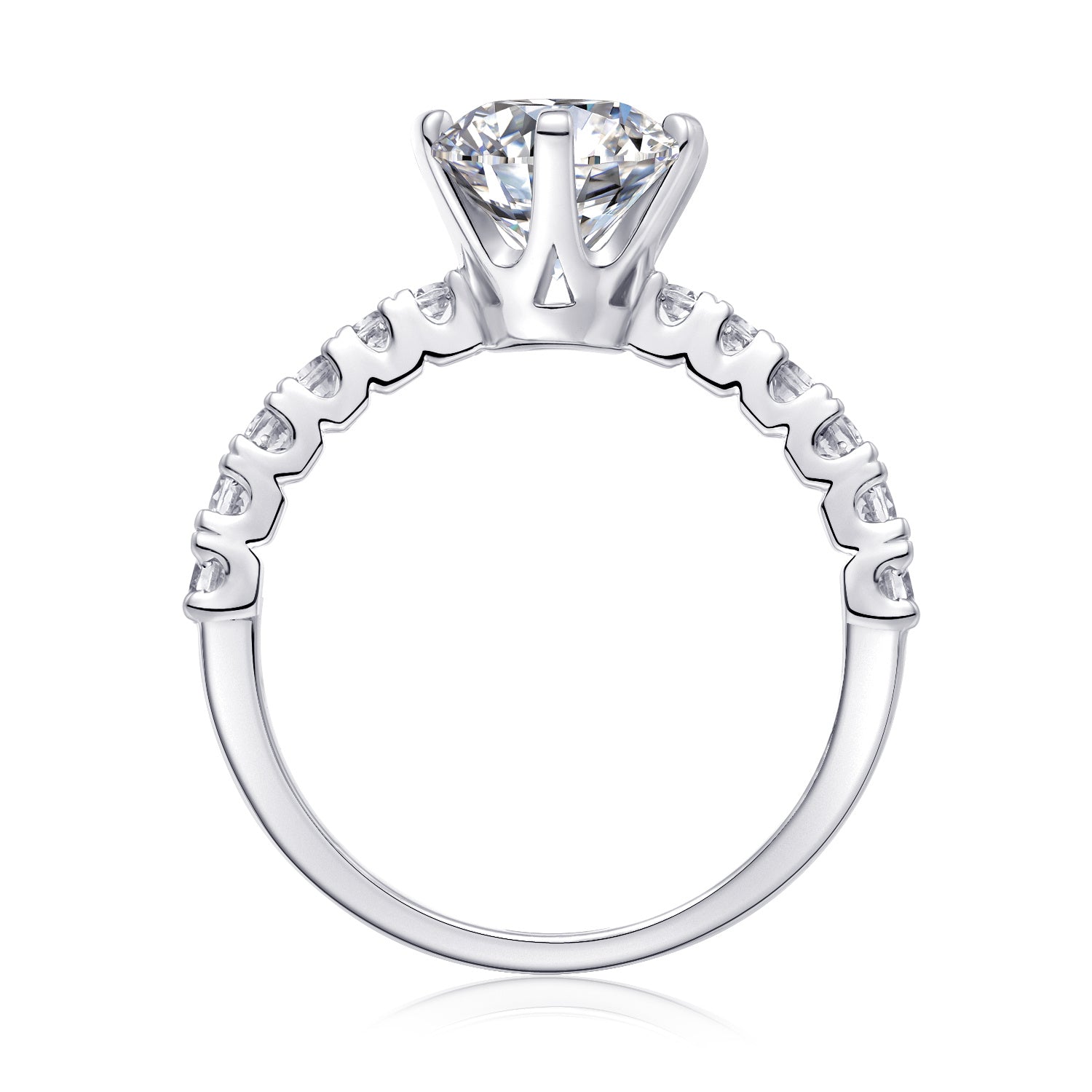 Luxury Moissanite Engagement Ring – Classic Solitaire Design with Side Stones