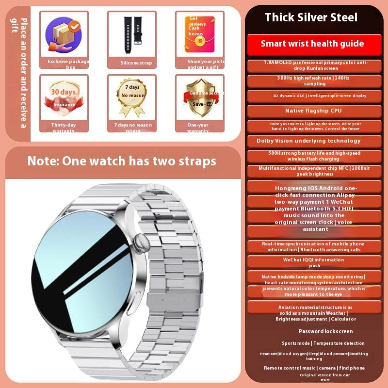 T&P BlackSteel Smart Watch – Bluetooth Call & Health Monitoring Watch