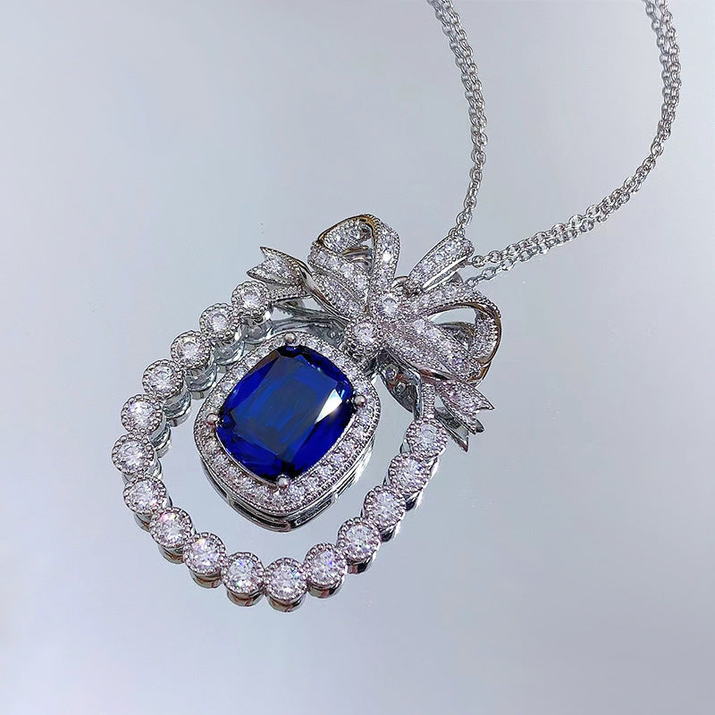 Royal Blue Sapphire Necklace – Elegant Silver Pendant | T&P Women’s Elite