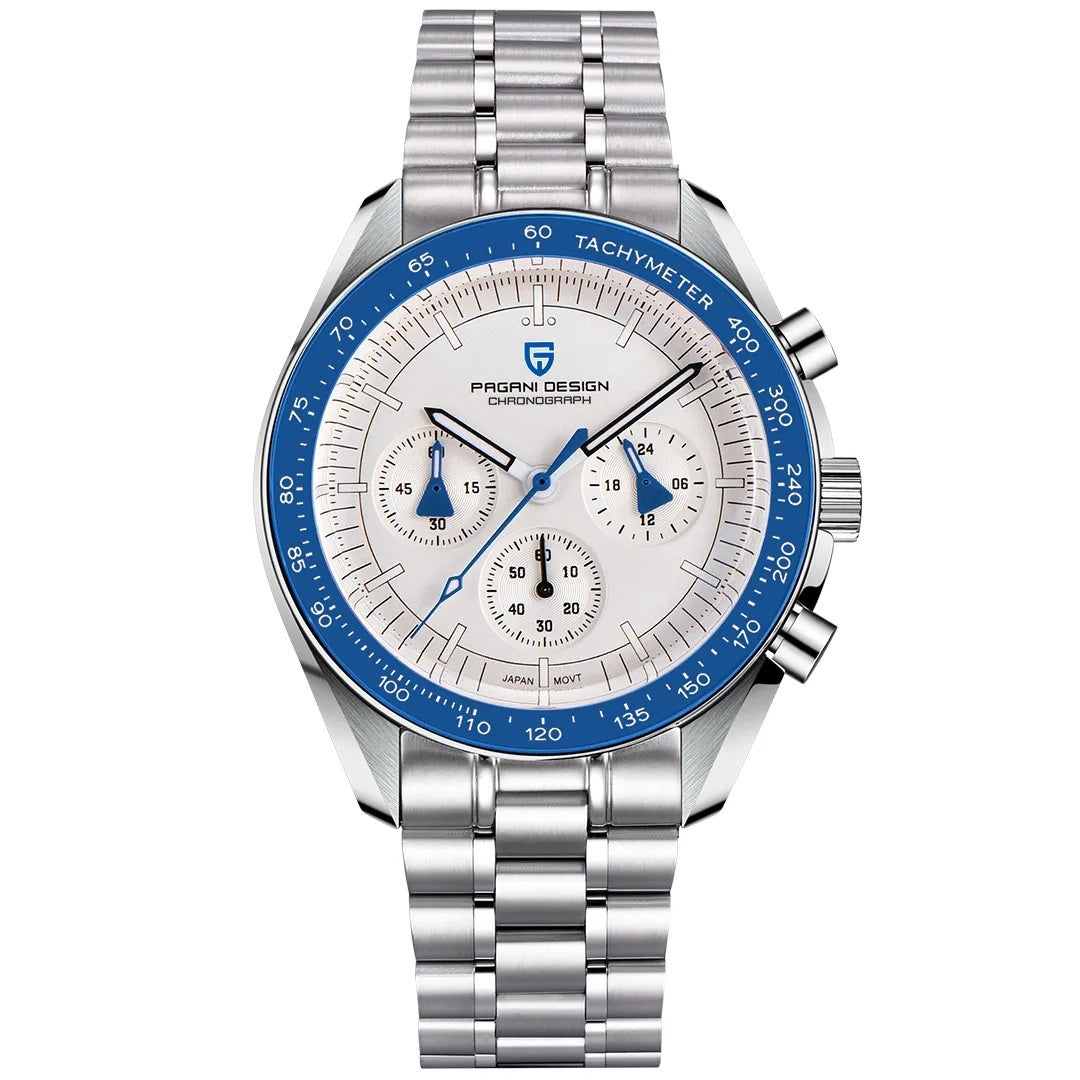 Luxury Multi-Function Black & Silver Men’s Watch – Waterproof Quartz Calendar Timepiece