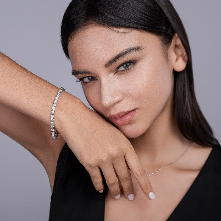 Elegant S925 Sterling Silver Tennis Bracelet – Luxury Women’s Jewelry with Certificate