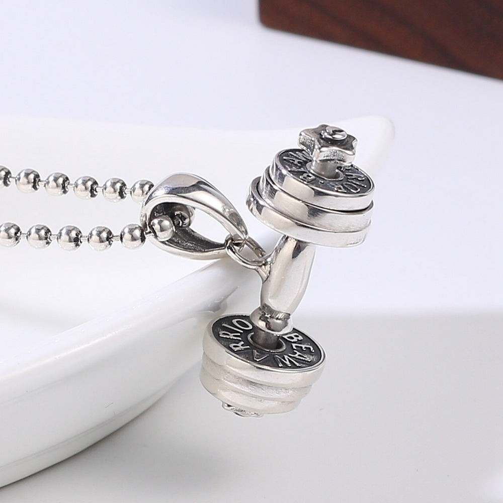 925 Silver Dumbbell Pendant – Fitness Strength Symbol for Men | T&P Men’s Vault